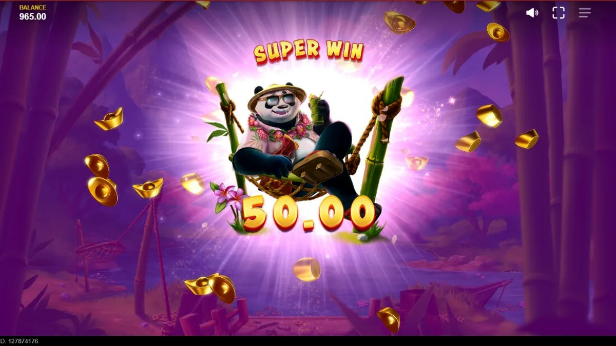 Tampilan visual slot Panda Goes Boom dengan karakter panda dan elemen bertema Tiongkok