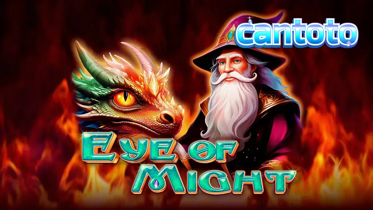 Tampilan visual slot Eye of Might dengan tema fantasi dan naga
