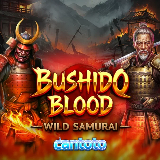 Tampilan visual slot Bushido Blood dengan tema samurai dan latar belakang pegunungan Jepang.